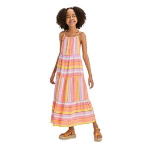 Multi Striped Tiered Sleeveless Maxi Dress | XS (4-5) | Breezy & Fun